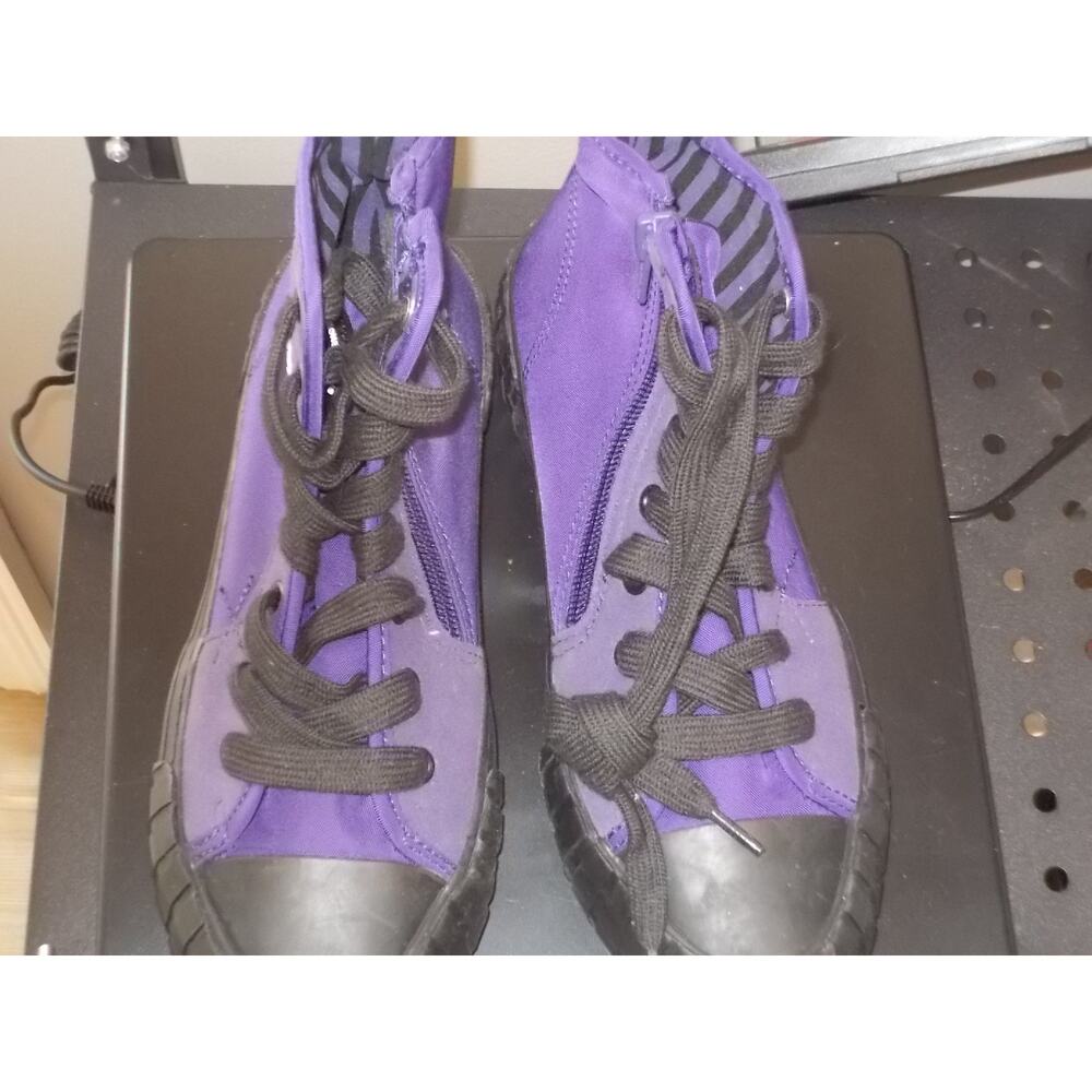 Wednesday Addams Nevermore Academy Purple High Top Sneakers Kids Side Zip NWOT